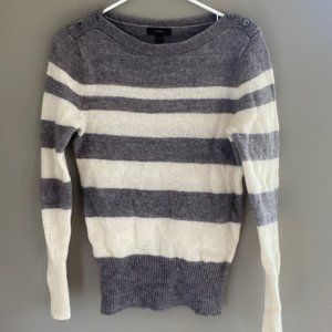 J Crew White and Grey Wool Blend Sweater SizeM